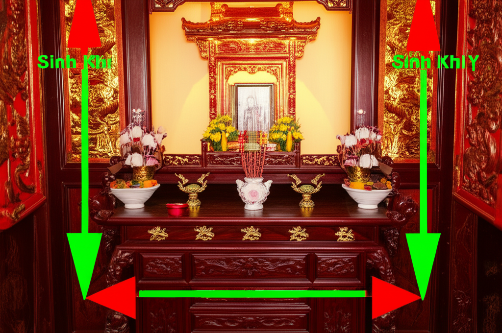 Sơ đồ hướng đặt bàn thờ chuẩn phong thủy