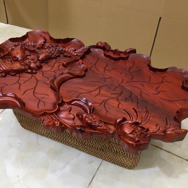 Khay trà cá chép hoa sen gỗ hương độc đáo - góc nhìn 8