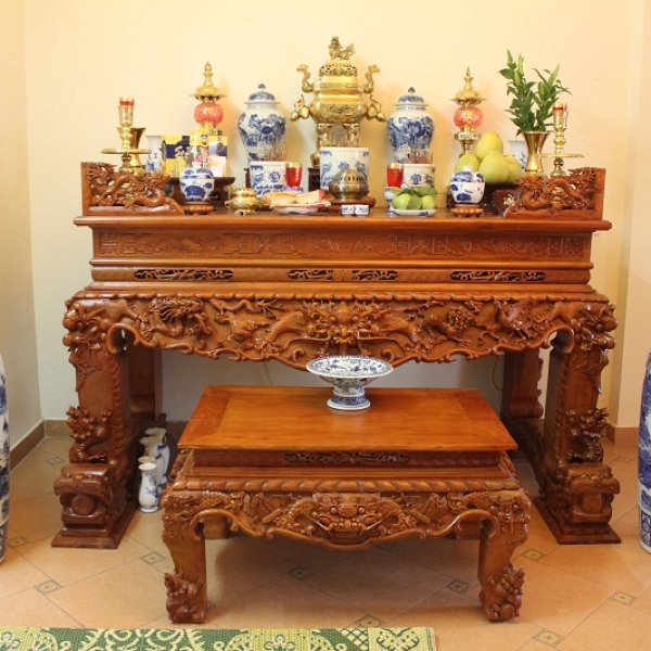 Sập thờ tứ linh gỗ gụ dài 197 cm