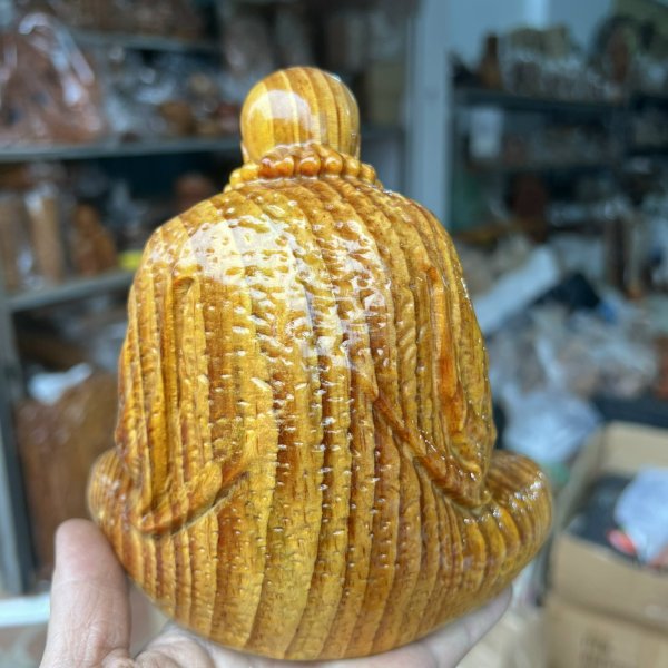 Tượng Đạt Ma ngồi thiền gỗ huyết long cao 15 cm - góc nhìn 3
